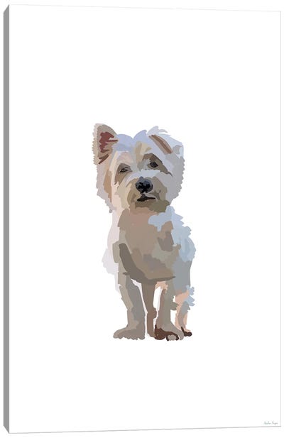 White Pup Canvas Art Print - Amelia Noyes