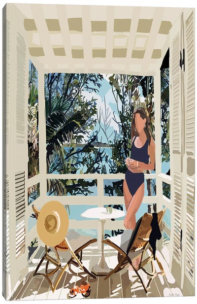 Beach Side Relaxation Canvas Art Print - Women's Swimsuit & Bikini Art