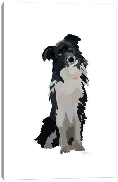 Black And White Pup Canvas Art Print - Amelia Noyes