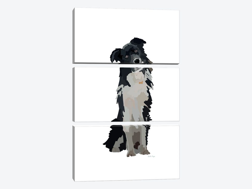 Black And White Pup by Amelia Noyes 3-piece Canvas Print