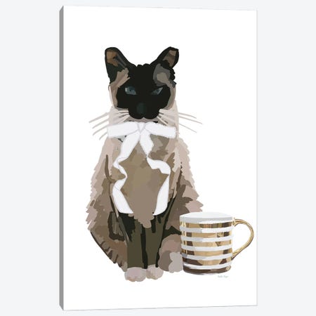 Cat And Coffee Canvas Print #NOY23} by Amelia Noyes Canvas Print