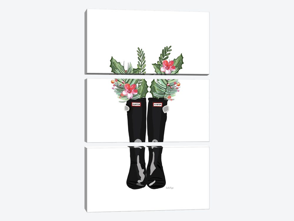 Christmas Boots by Amelia Noyes 3-piece Canvas Art Print