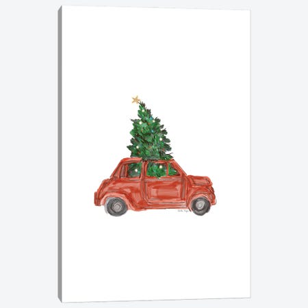 Christmas Car And Tree Canvas Print #NOY27} by Amelia Noyes Canvas Wall Art