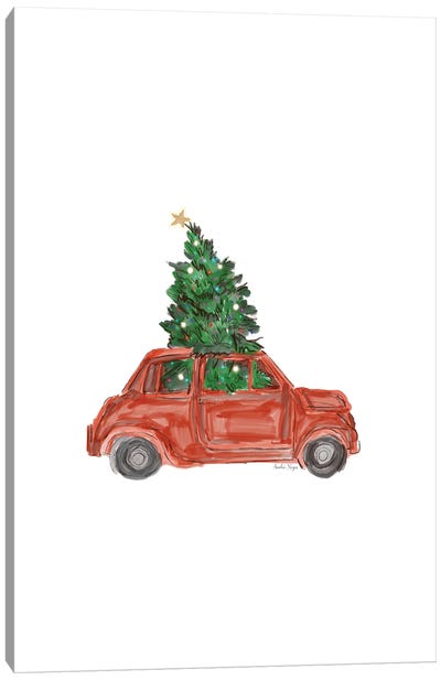 Christmas Car And Tree Canvas Art Print - Amelia Noyes