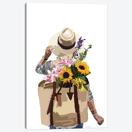 Flower Backpack Canvas Print #NOY46} by Amelia Noyes Canvas Artwork