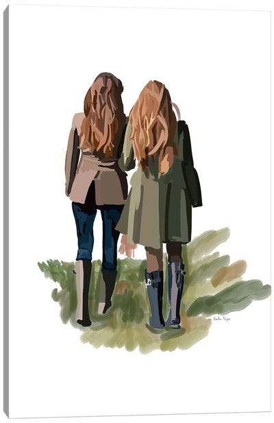 Girls Walking Canvas Art Print - Amelia Noyes