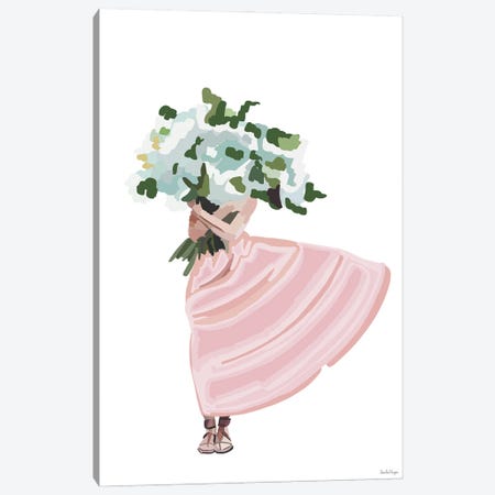 Pink Flower Dress Canvas Print #NOY82} by Amelia Noyes Art Print