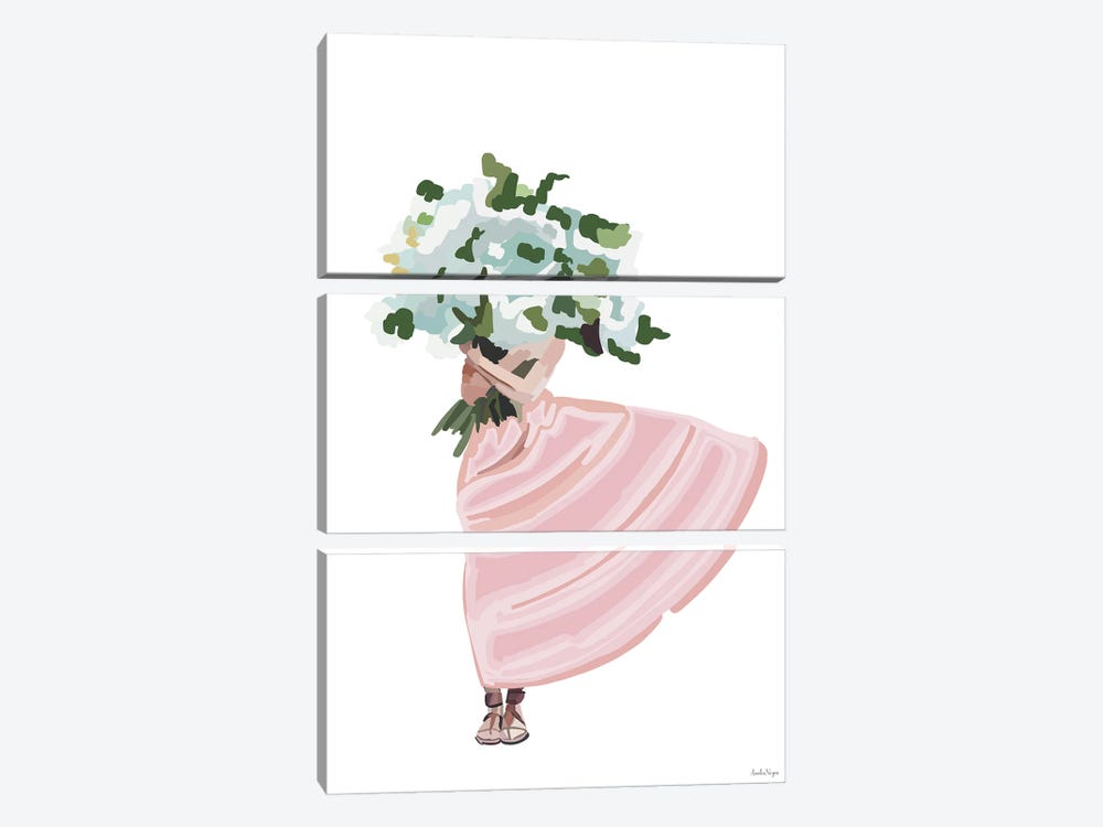 Pink Flower Dress by Amelia Noyes 3-piece Canvas Print