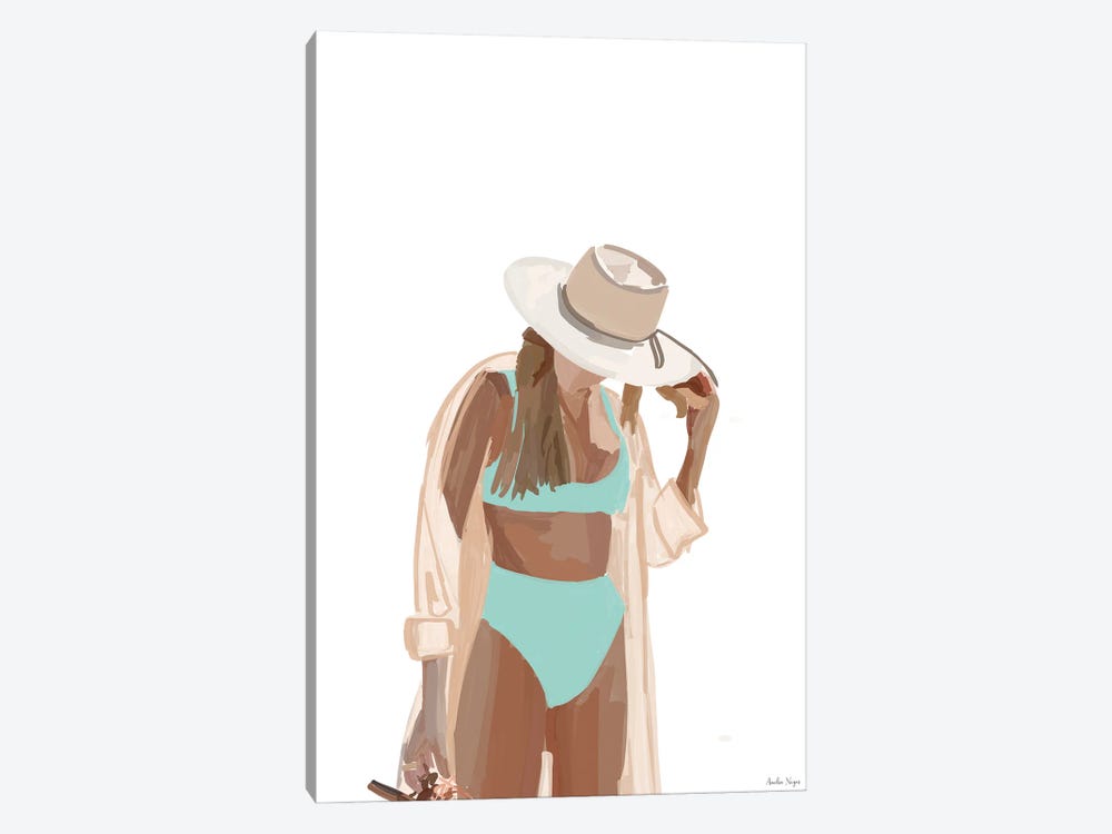 Beach Hat Tan by Amelia Noyes 1-piece Canvas Wall Art