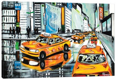 New York City Cabs Canvas Art Print - Nigel Perreira