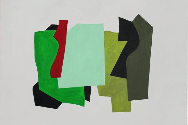 Black & White & Green: Composition With Magenta Red by Naoko Paluszak
