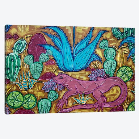 Lizard In The Desert Canvas Print #NPN13} by Nicoleta Paints Canvas Artwork