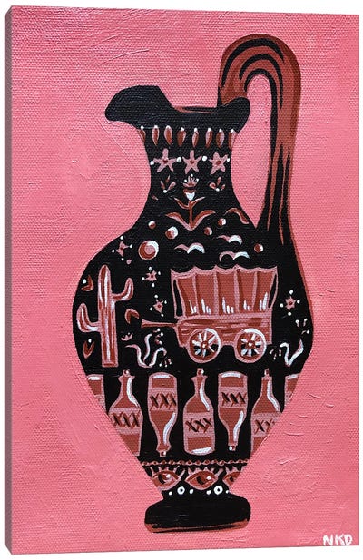 Wild West Wagon Vase Canvas Art Print - Nicoleta Paints