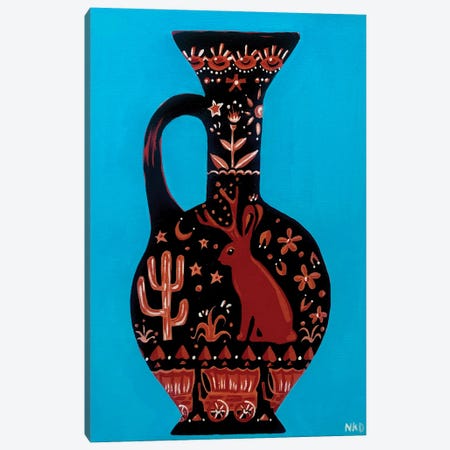 Wild West Jackalope Vase Canvas Print #NPN17} by Nicoleta Paints Canvas Print