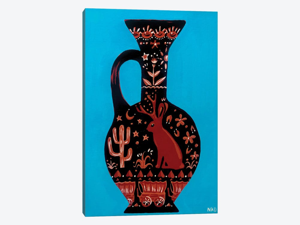 Wild West Jackalope Vase by Nicoleta Paints 1-piece Canvas Artwork