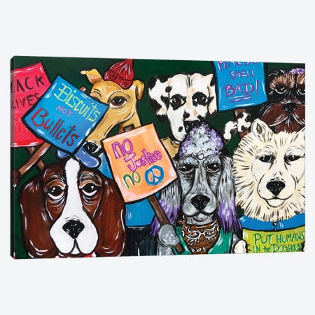 Protest Pups Canvas Print #NPN1} by Nicoleta Paints Canvas Art