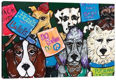 Protest Pups Canvas Art Print - Nicoleta Paints