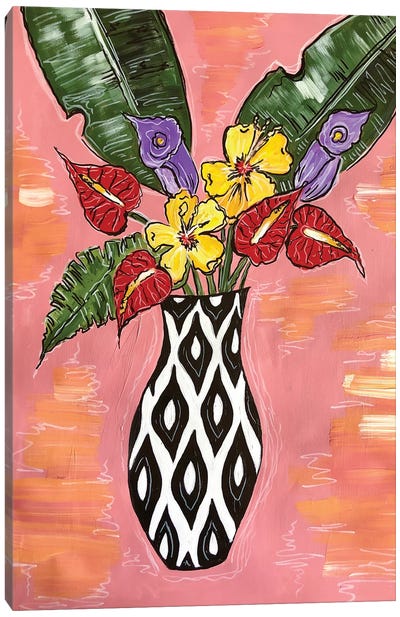 Tropical Flower Medley Canvas Art Print - Nicoleta Paints