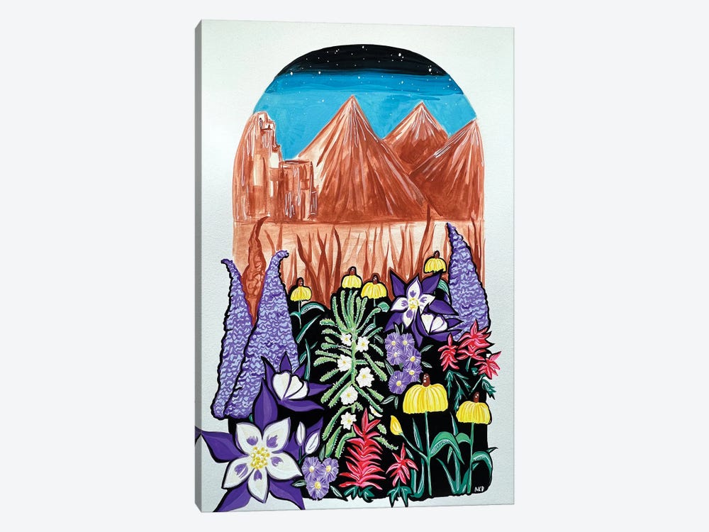 Colorado Wildflowers And Mountain Scene by Nicoleta Paints 1-piece Canvas Wall Art