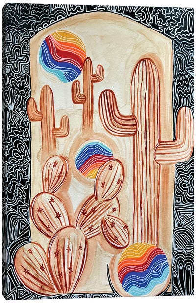 Coffee Cacti Canvas Art Print - Nicoleta Paints