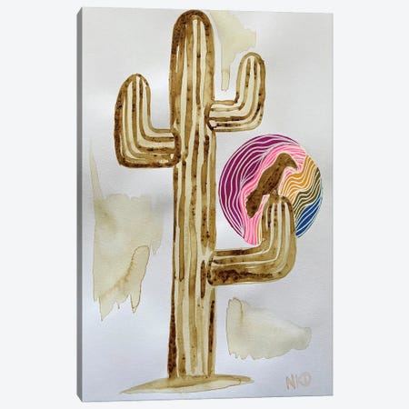 Coffee Cactus And Crow Canvas Print #NPN24} by Nicoleta Paints Canvas Artwork