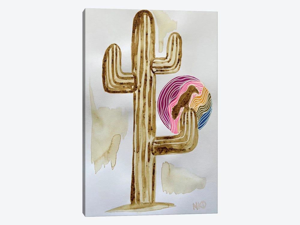 Coffee Cactus And Crow by Nicoleta Paints 1-piece Canvas Art