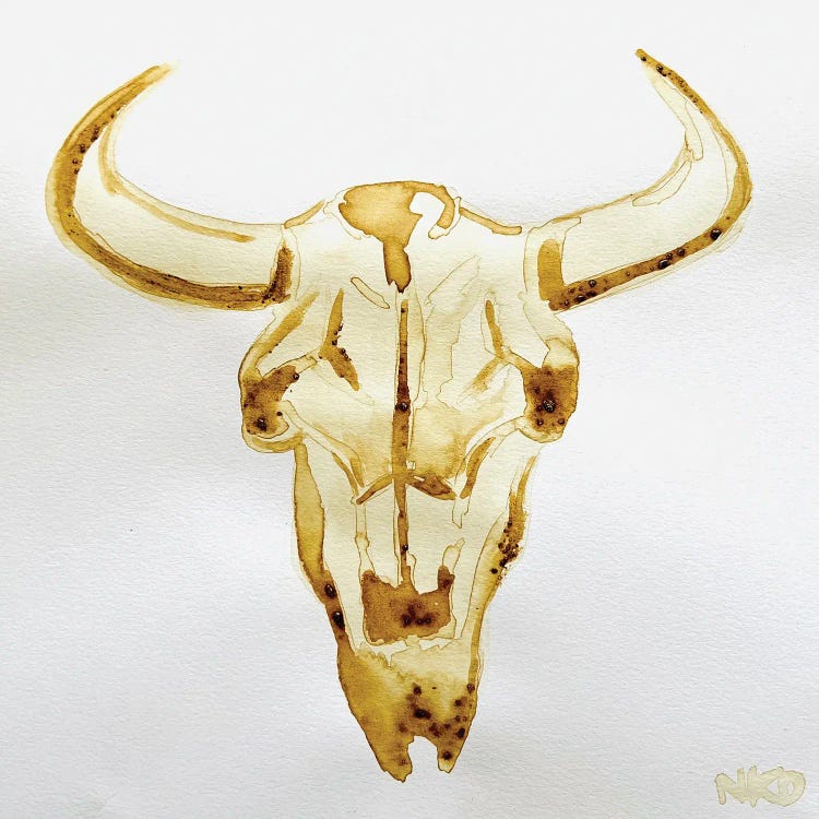 Coffee Cow Skull by Nicoleta Paints wall art