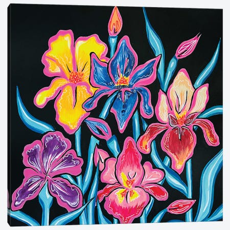 Iris Garden Canvas Print #NPN27} by Nicoleta Paints Canvas Wall Art