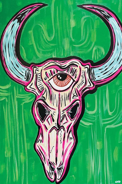 All Seeing Eye Cow Skull by Nicoleta Paints wall art