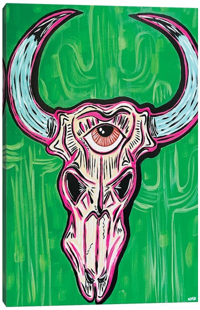 All Seeing Eye Cow Skull Canvas Art Print - Similar to Georgia O'Keeffe