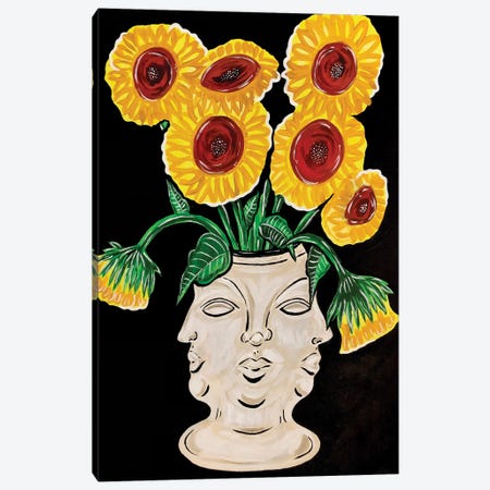 Face Vase With Sunflowers Canvas Print #NPN35} by Nicoleta Paints Canvas Print