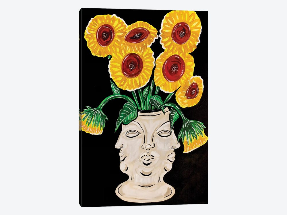 Face Vase With Sunflowers by Nicoleta Paints 1-piece Canvas Art