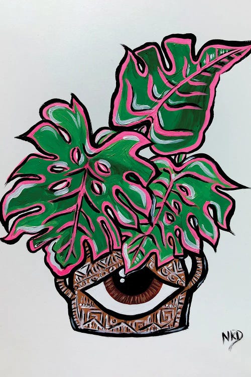 Eye Vase With Monstera by Nicoleta Paints wall art