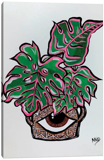 Eye Vase With Monstera Canvas Art Print - Nicoleta Paints