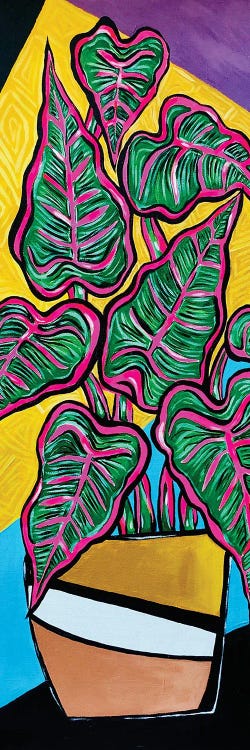 Potted Plant With Retro Background by Nicoleta Paints wall art