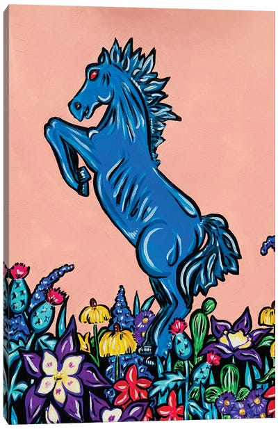 Blucifer Among The Colorado Wildflowers Canvas Art Print - Western Décor