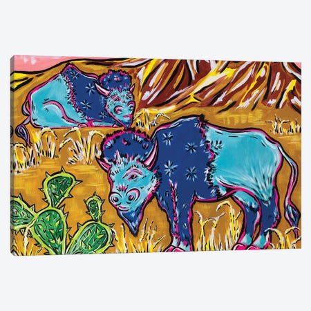 Blue Bison Canvas Print #NPN48} by Nicoleta Paints Canvas Print
