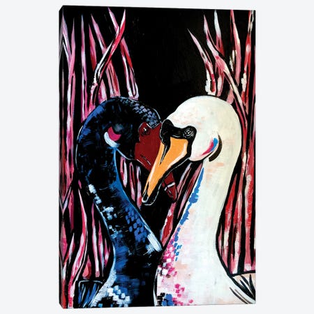 Swans In Love Canvas Print #NPN56} by Nicoleta Paints Canvas Print