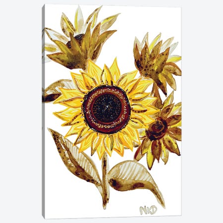 Coffee Sunflowers Canvas Print #NPN65} by Nicoleta Paints Canvas Wall Art