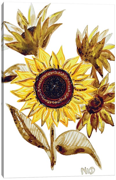 Coffee Sunflowers Canvas Art Print - Nicoleta Paints