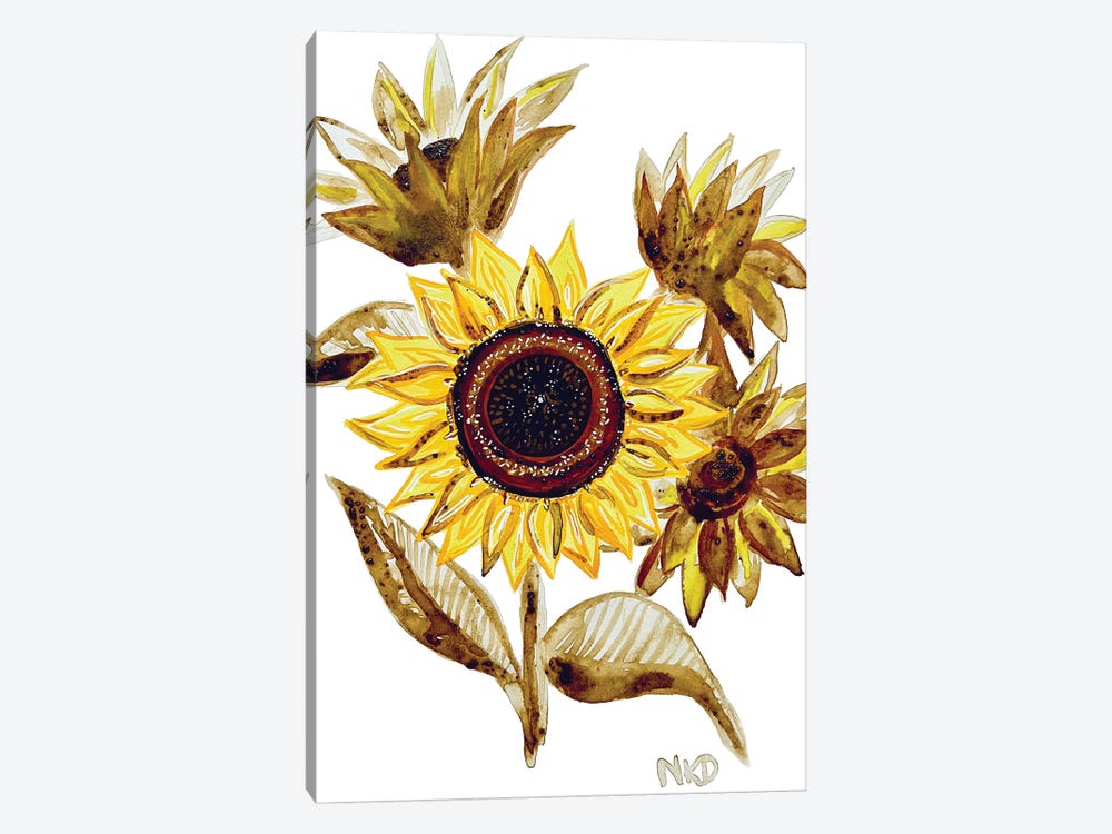 Coffee Sunflowers by Nicoleta Paints 1-piece Canvas Art Print
