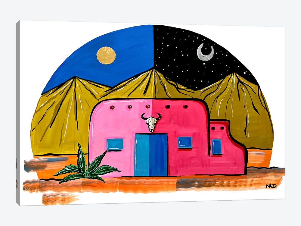 Pink Adobe House by Nicoleta Paints 1-piece Art Print