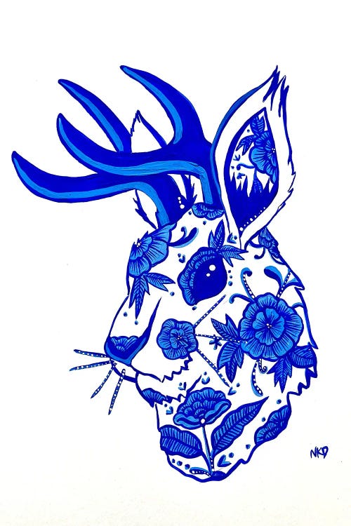 Blue And White Jackalope