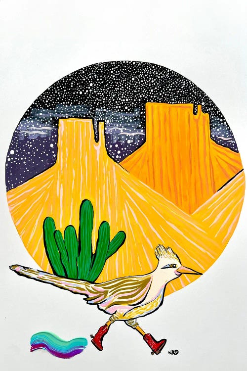 Roadrunner In Cowboy Boots by Nicoleta Paints wall art