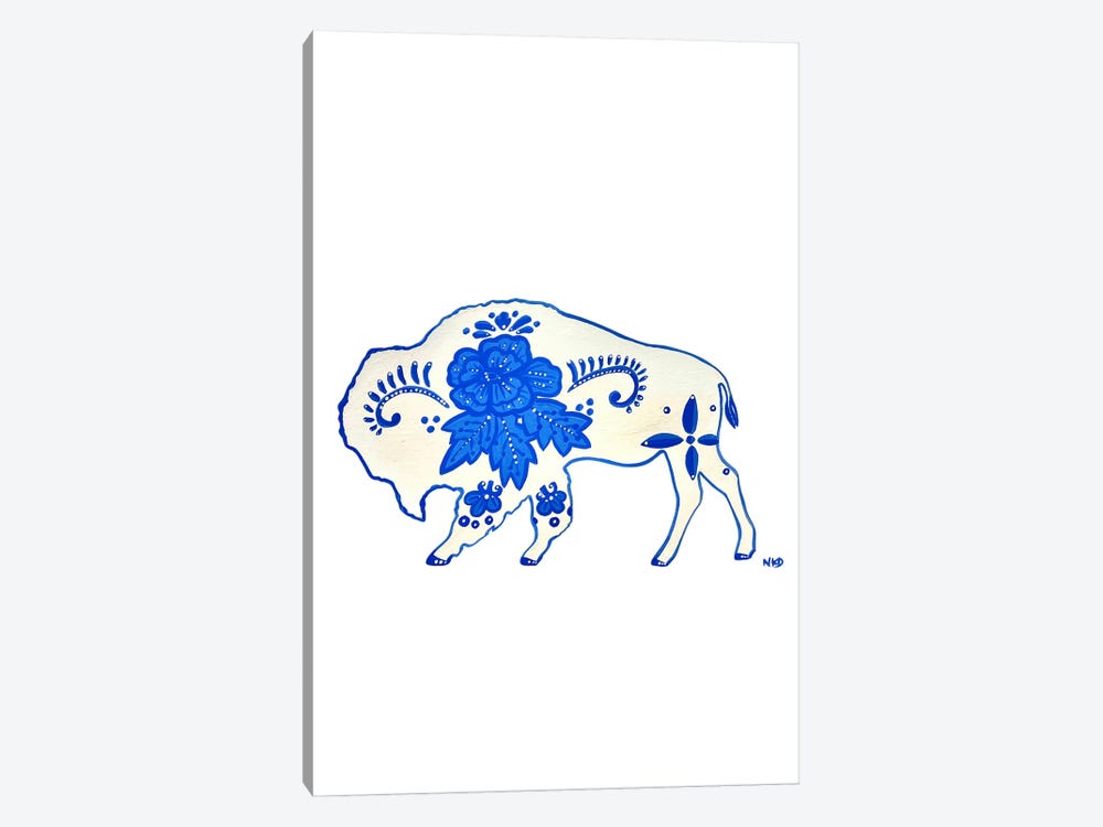 Blue And White Bison by Nicoleta Paints 1-piece Art Print