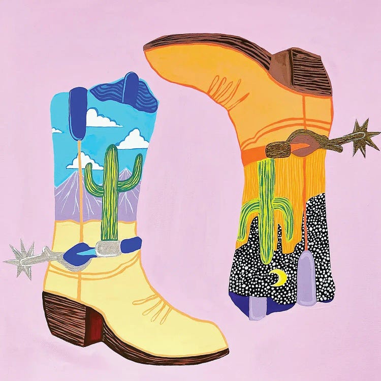 Day And Night Cowboys Boots by Nicoleta Paints wall art