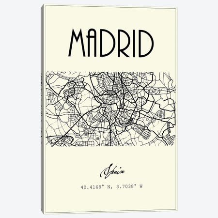 Madrid City Map Canvas Print #NPS102} by Nordic Print Studio Art Print