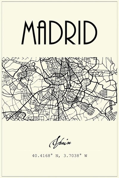 Community Of Madrid: Madrid City Map by Nordic Print Studio