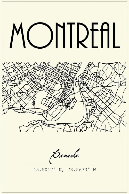 Montreal City Map by Nordic Print Studio wall art