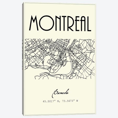 Montreal City Map Canvas Print #NPS103} by Nordic Print Studio Art Print
